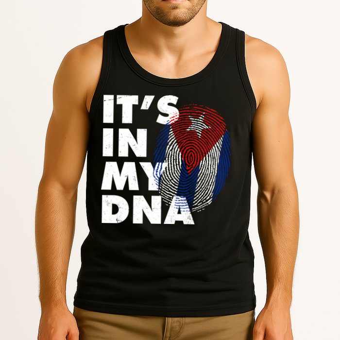 Cuba It's In My DNA Cuban Flag Fingerprint Tank Top