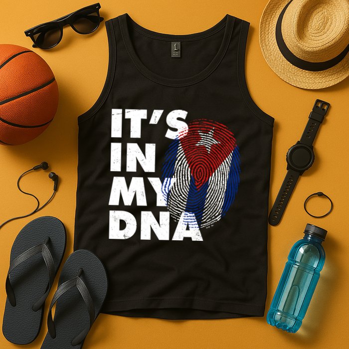 Cuba It's In My DNA Cuban Flag Fingerprint Tank Top