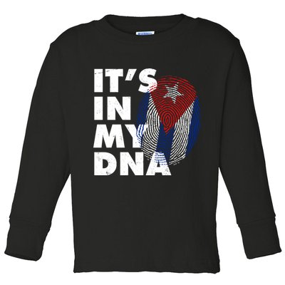 Cuba It's In My DNA Cuban Flag Fingerprint Toddler Long Sleeve Shirt