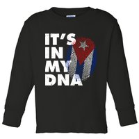 Cuba It's In My DNA Cuban Flag Fingerprint Toddler Long Sleeve Shirt