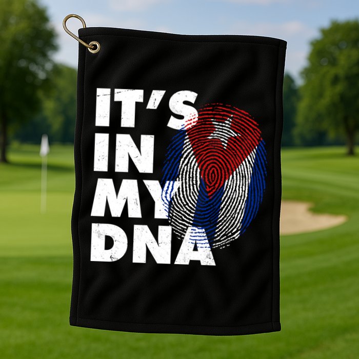 Cuba It's In My DNA Cuban Flag Fingerprint Golf Towel
