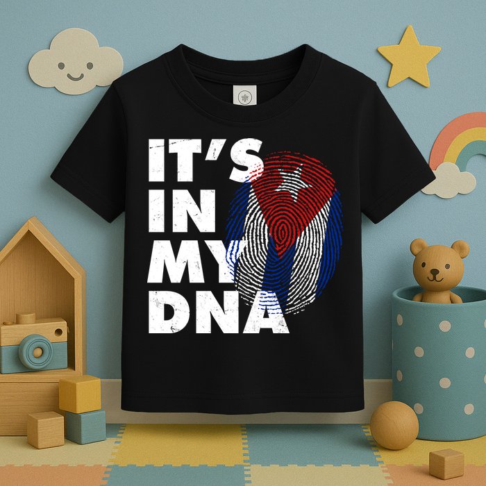 Cuba It's In My DNA Cuban Flag Fingerprint Toddler T-Shirt