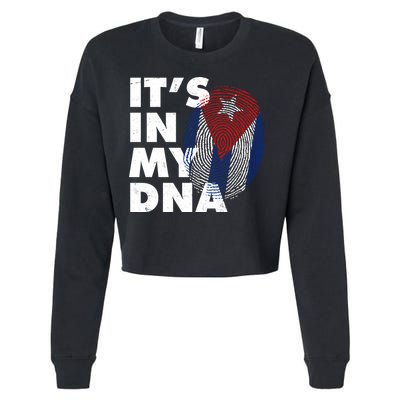 Cuba It's In My DNA Cuban Flag Fingerprint Cropped Pullover Crew
