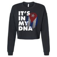 Cuba It's In My DNA Cuban Flag Fingerprint Cropped Pullover Crew