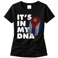 Cuba It's In My DNA Cuban Flag Fingerprint Womens T-Shirt