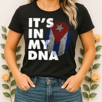Cuba It's In My DNA Cuban Flag Fingerprint Womens T-Shirt