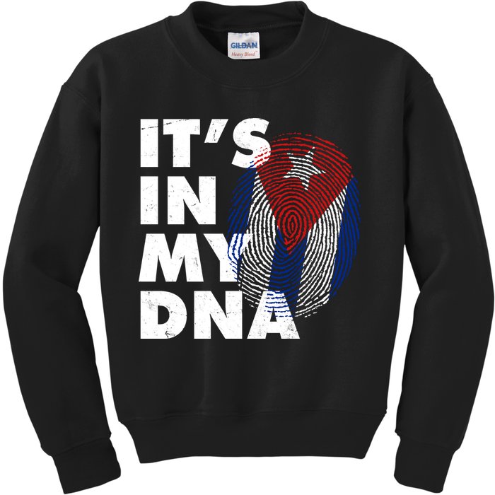 Cuba It's In My DNA Cuban Flag Fingerprint Kids Sweatshirt