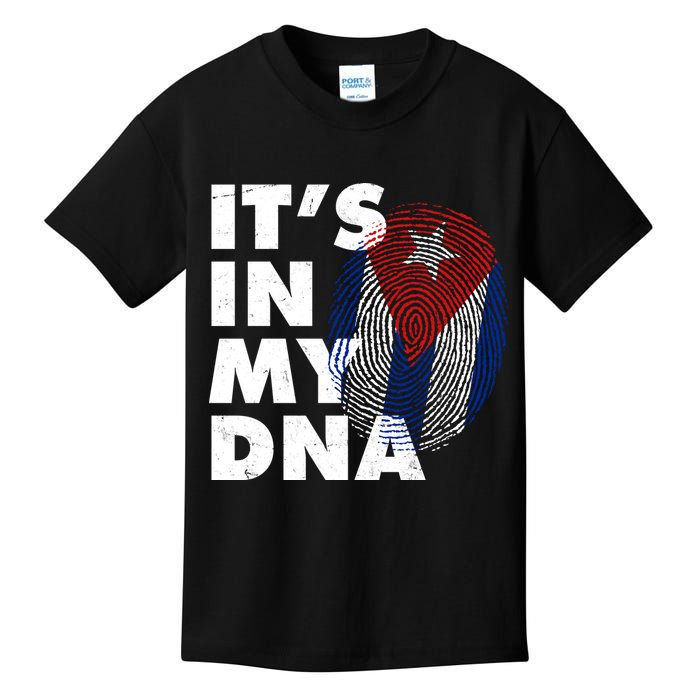 Cuba It's In My DNA Cuban Flag Fingerprint Kids T-Shirt