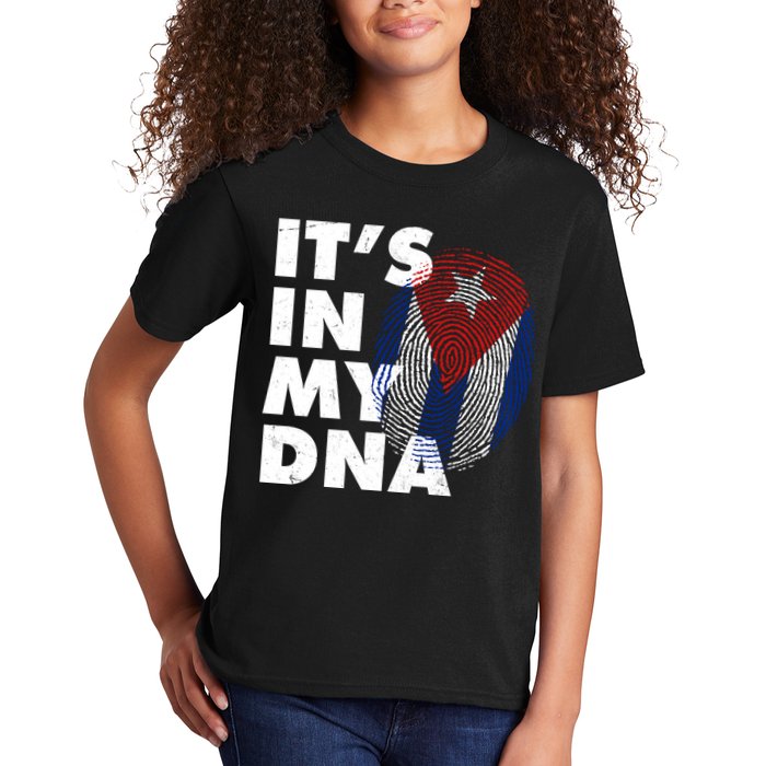 Cuba It's In My DNA Cuban Flag Fingerprint Kids T-Shirt