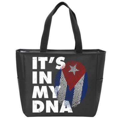 Cuba It's In My DNA Cuban Flag Fingerprint Zip Tote Bag
