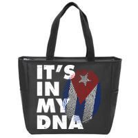 Cuba It's In My DNA Cuban Flag Fingerprint Zip Tote Bag