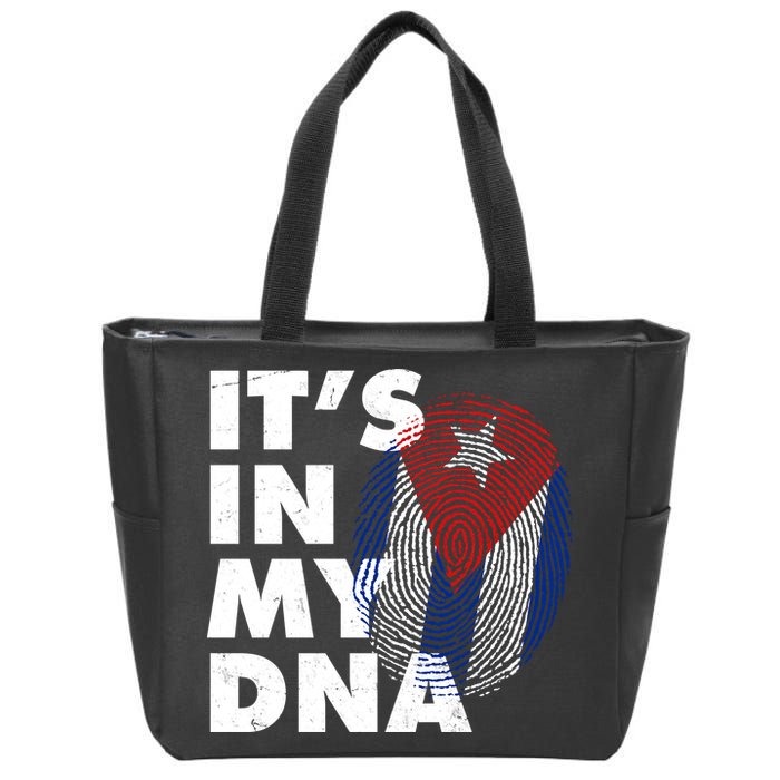 Cuba It's In My DNA Cuban Flag Fingerprint Zip Tote Bag