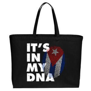 Cuba It's In My DNA Cuban Flag Fingerprint Cotton Canvas Jumbo Tote