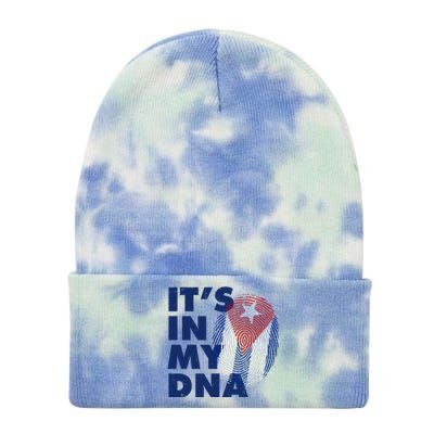 Cuba It's In My DNA Cuban Flag Fingerprint Tie Dye 12in Knit Beanie