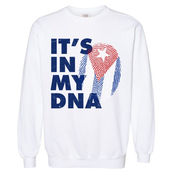 Cuba It's In My DNA Cuban Flag Fingerprint Garment-Dyed Sweatshirt