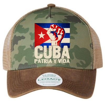 Cuba Patria Y Vida Cuban Flag Protest Fist Legacy Tie Dye Trucker Hat