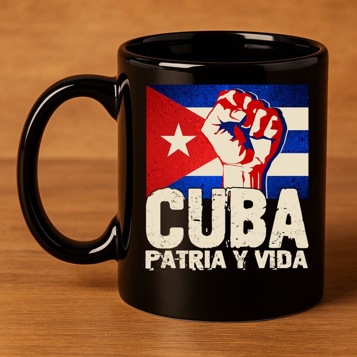 Cuba Patria Y Vida Cuban Flag Protest Fist 11oz C Handle Ceramic Mug