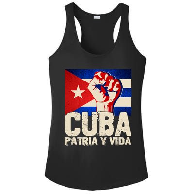 Cuba Patria Y Vida Cuban Flag Protest Fist Ladies PosiCharge Competitor Racerback Tank
