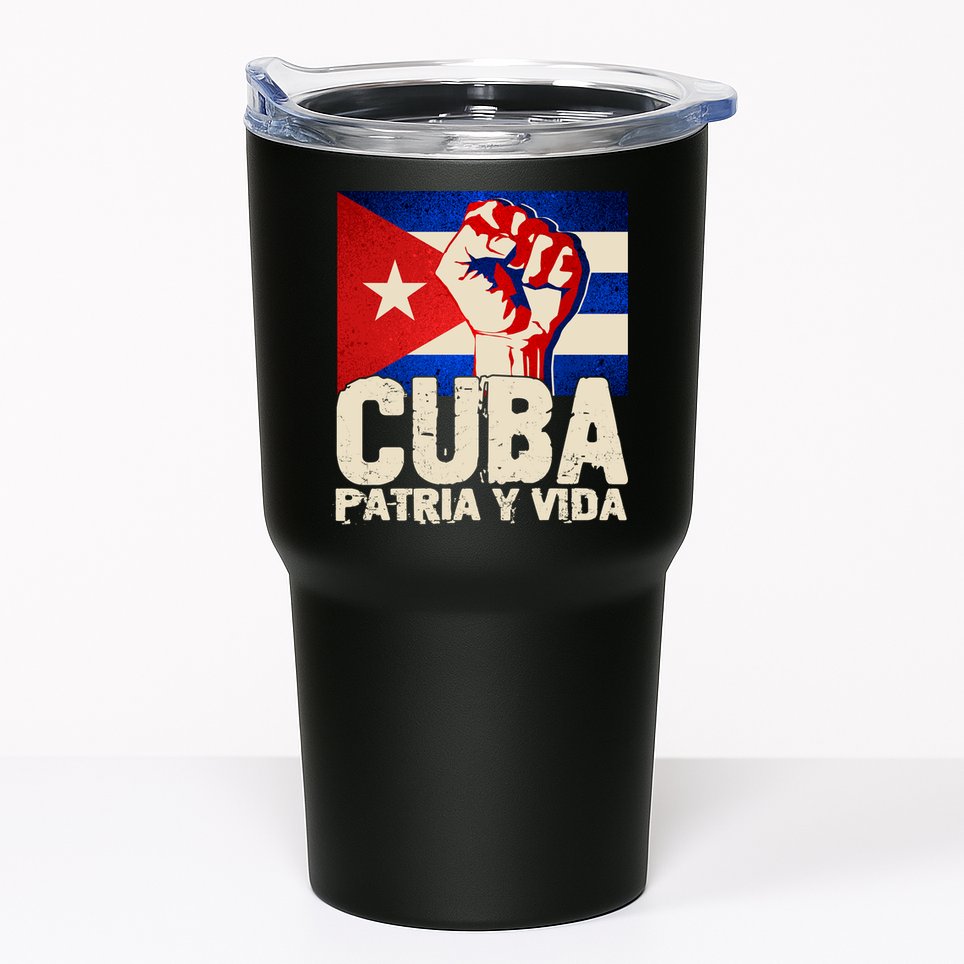 Cuba Patria Y Vida Cuban Flag Protest Fist Tumbler
