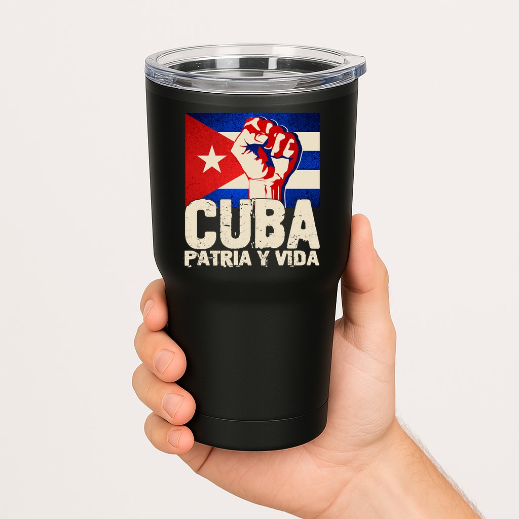 Cuba Patria Y Vida Cuban Flag Protest Fist Tumbler