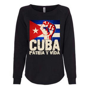 Cuba Patria Y Vida Cuban Flag Protest Fist Womens California Wash Sweatshirt