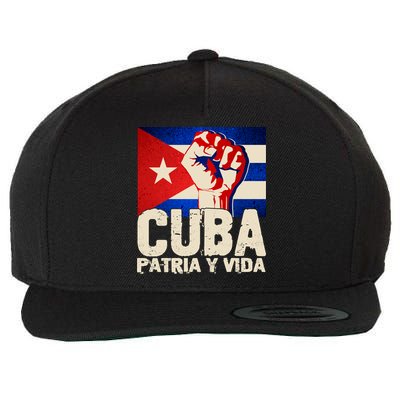 Cuba Patria Y Vida Cuban Flag Protest Fist Wool Snapback Cap