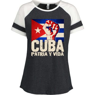 Cuba Patria Y Vida Cuban Flag Protest Fist Enza Ladies Jersey Colorblock Tee