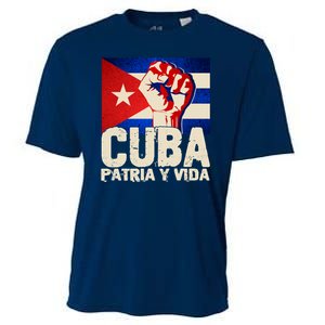 Cuba Patria Y Vida Cuban Flag Protest Fist Cooling Performance Crew T-Shirt