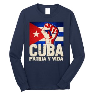 Cuba Patria Y Vida Cuban Flag Protest Fist Long Sleeve Shirt