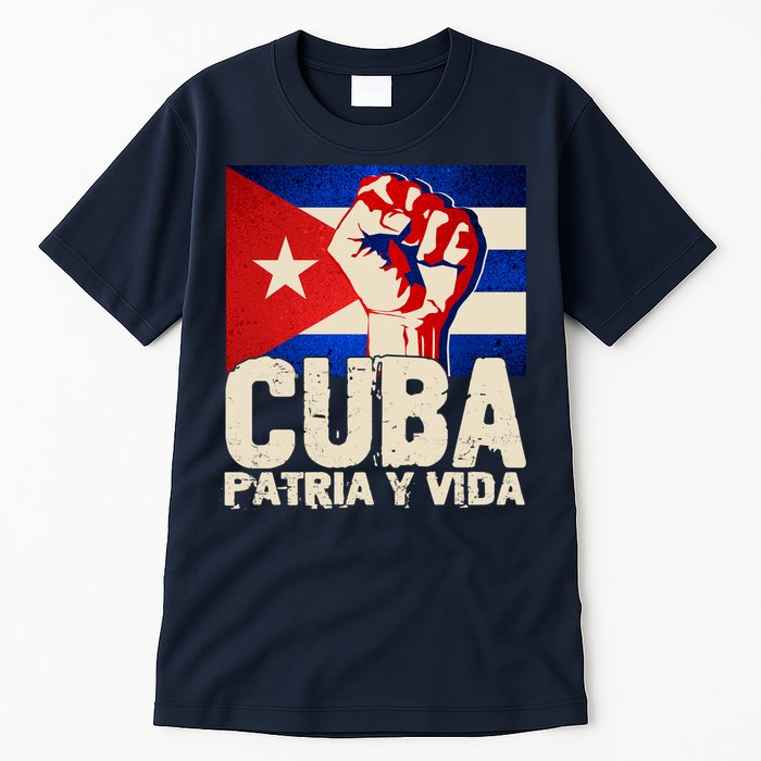 Cuba Patria Y Vida Cuban Flag Protest Fist Tall T-Shirt