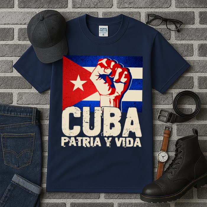 Cuba Patria Y Vida Cuban Flag Protest Fist Tall T-Shirt
