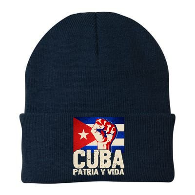 Cuba Patria Y Vida Cuban Flag Protest Fist Knit Cap Winter Beanie