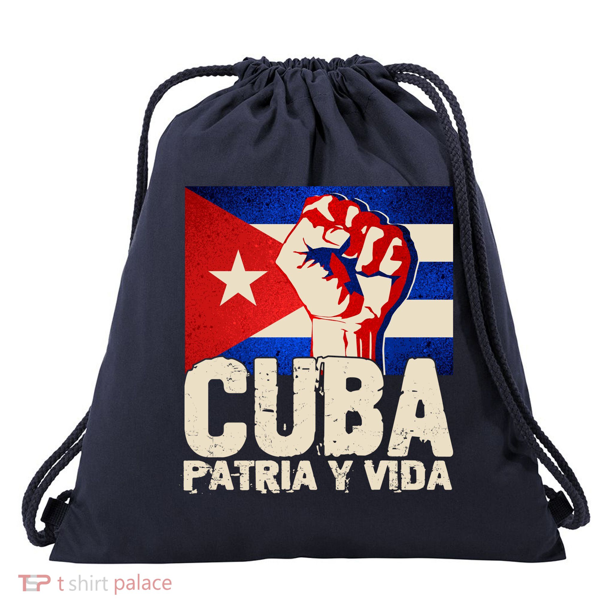 Cuba Patria Y Vida Cuban Flag Protest Fist Drawstring Bag