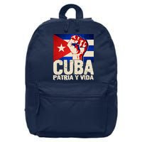 Cuba Patria Y Vida Cuban Flag Protest Fist 16 in Basic Backpack