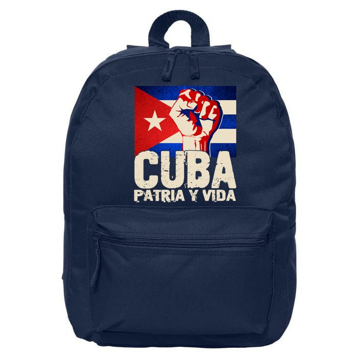 Cuba Patria Y Vida Cuban Flag Protest Fist 16 in Basic Backpack