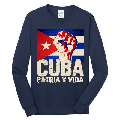 Cuba Patria Y Vida Cuban Flag Protest Fist Tall Long Sleeve T-Shirt