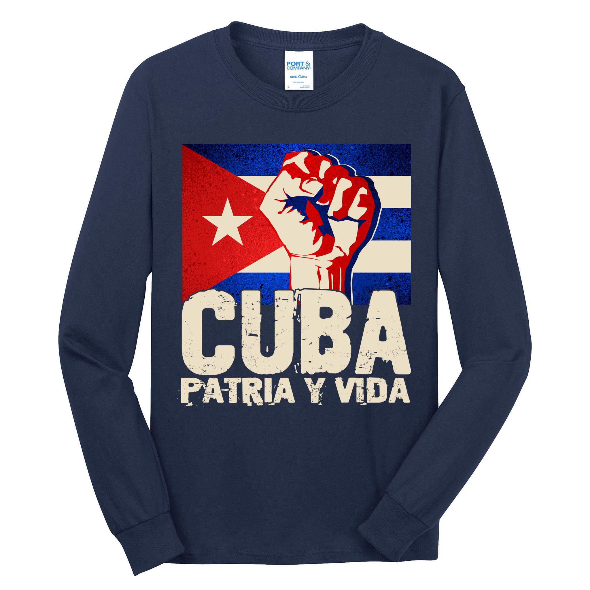 Cuba Patria Y Vida Cuban Flag Protest Fist Tall Long Sleeve T-Shirt