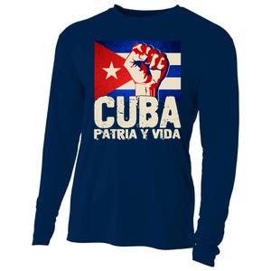 Cuba Patria Y Vida Cuban Flag Protest Fist Cooling Performance Long Sleeve Crew