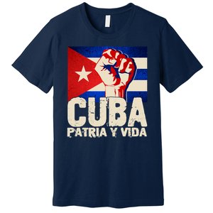 Cuba Patria Y Vida Cuban Flag Protest Fist Premium T-Shirt