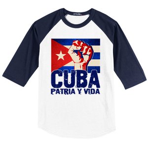 Cuba Patria Y Vida Cuban Flag Protest Fist Baseball Sleeve Shirt