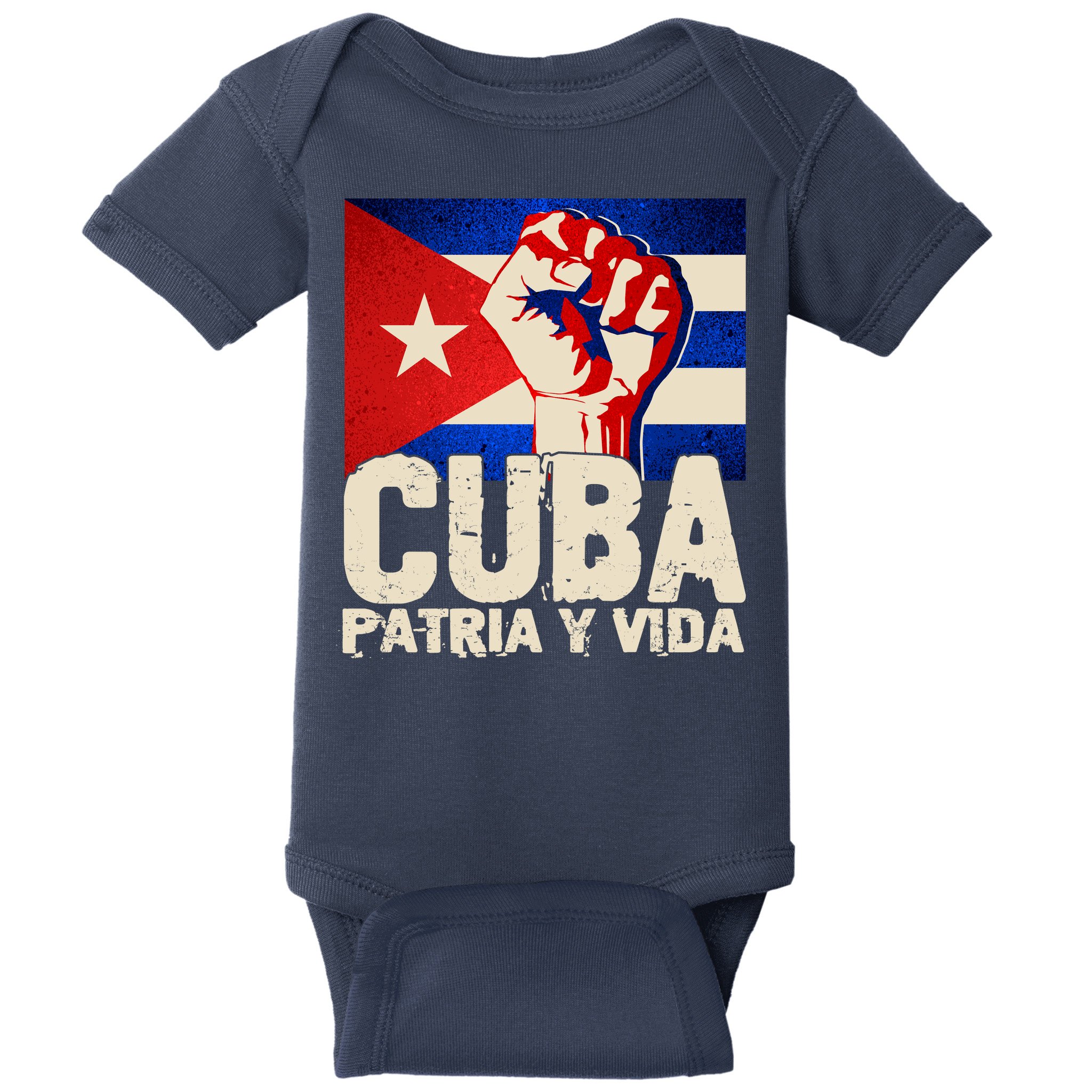 Cuba Patria Y Vida Cuban Flag Protest Fist Baby Bodysuit