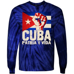 Cuba Patria Y Vida Cuban Flag Protest Fist Tie-Dye Long Sleeve Shirt