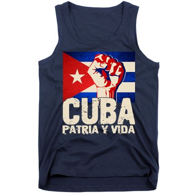 Cuba Patria Y Vida Cuban Flag Protest Fist Tank Top