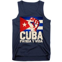 Cuba Patria Y Vida Cuban Flag Protest Fist Tank Top