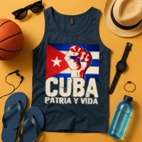 Cuba Patria Y Vida Cuban Flag Protest Fist Tank Top