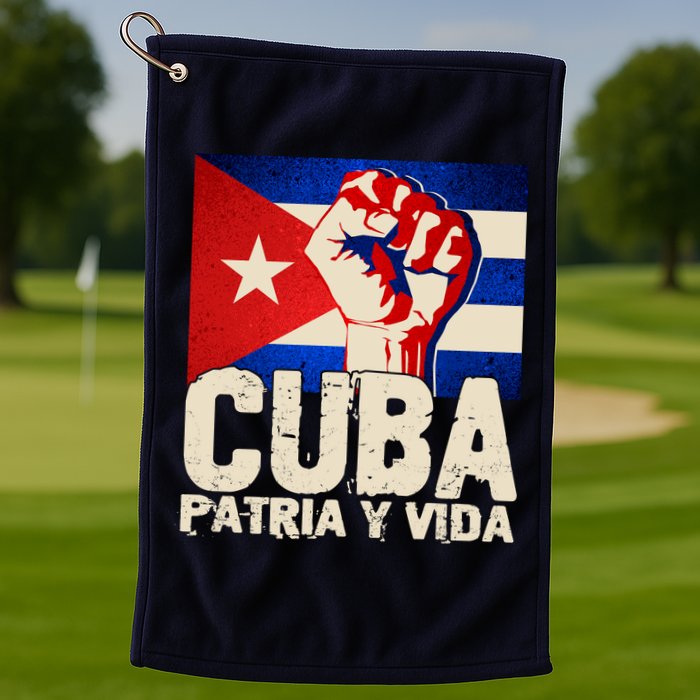 Cuba Patria Y Vida Cuban Flag Protest Fist Golf Towel