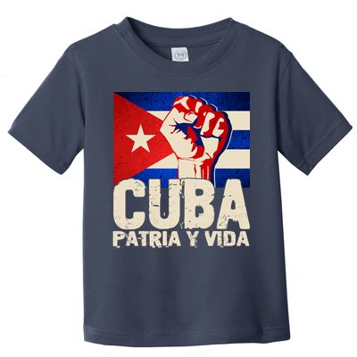Cuba Patria Y Vida Cuban Flag Protest Fist Toddler T-Shirt