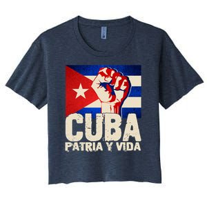 Cuba Patria Y Vida Cuban Flag Protest Fist Women's Crop Top Tee