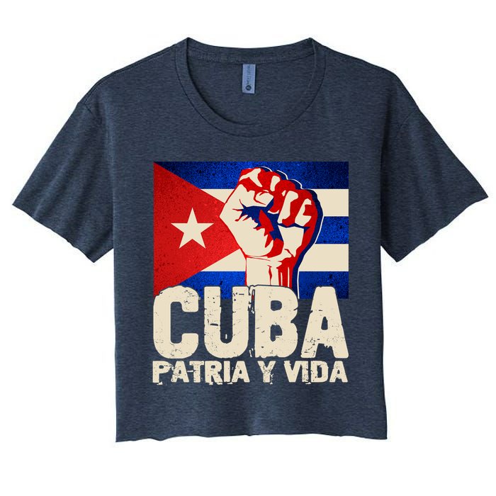 Cuba Patria Y Vida Cuban Flag Protest Fist Crop Top