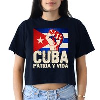 Cuba Patria Y Vida Cuban Flag Protest Fist Crop Top